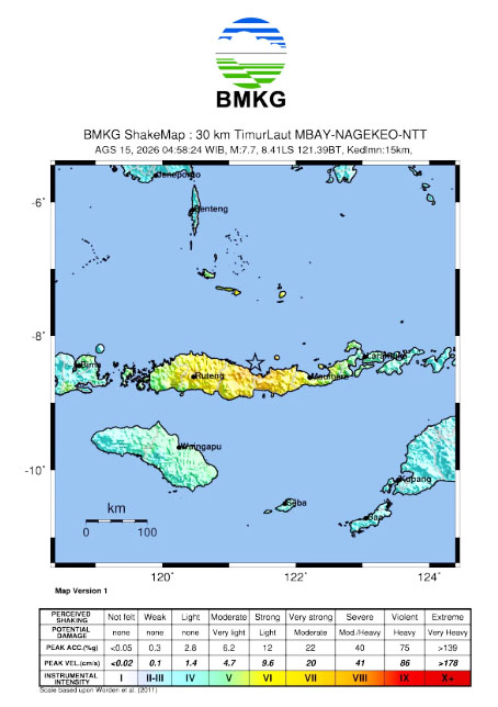 Gempa Bumi Magnitudo 7,7 Guncang Nagekeo, Dua Orang Meninggal Dunia di Sikka