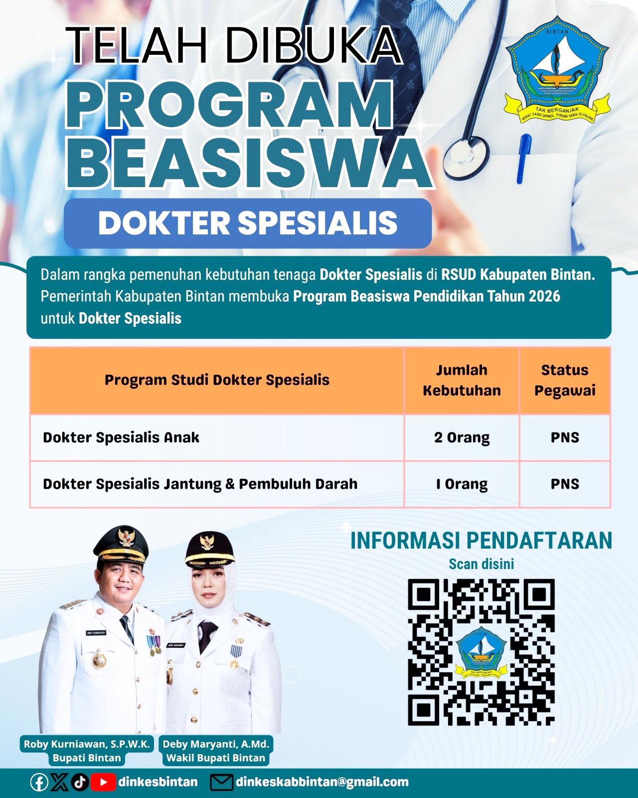 Pemkab Bintan Buka Beasiswa Dokter Spesialis, Optimalisasi Layanan Tenaga Medis